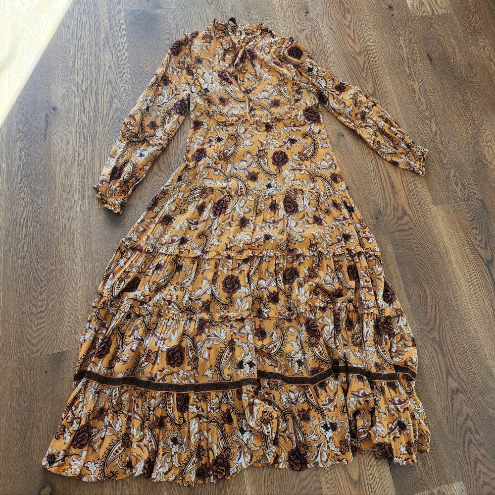 Spell Designs Etienne Maxi Dress Mustard Boho Festival Cottagecore Size L - Picture 14 of 16